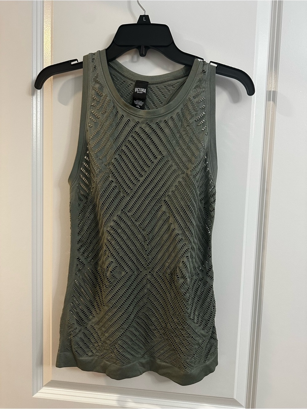 Victoria's Secret Olive Tank with Geometric Mesh